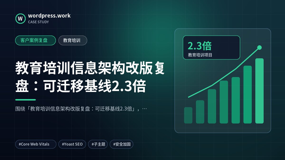 教育培训信息架构改版复盘：可迁移基线2.3倍｜客户案例复盘｜教育培训