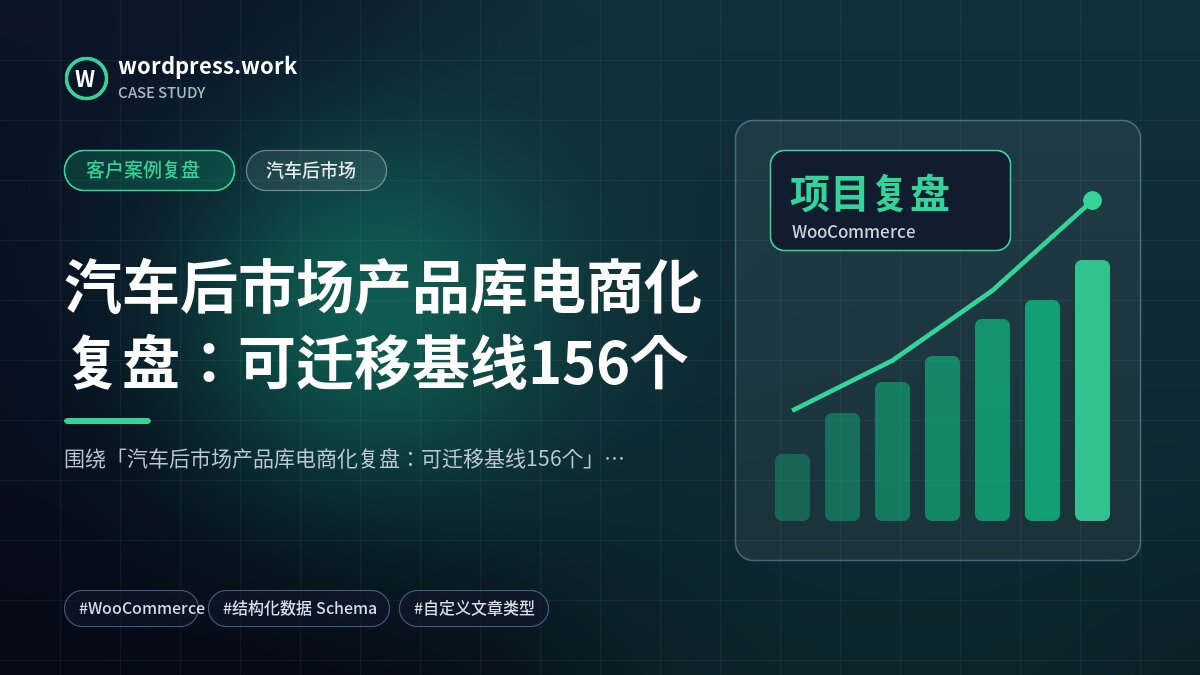 汽车后市场产品库电商化复盘：可迁移基线156个｜客户案例复盘｜汽车后市场