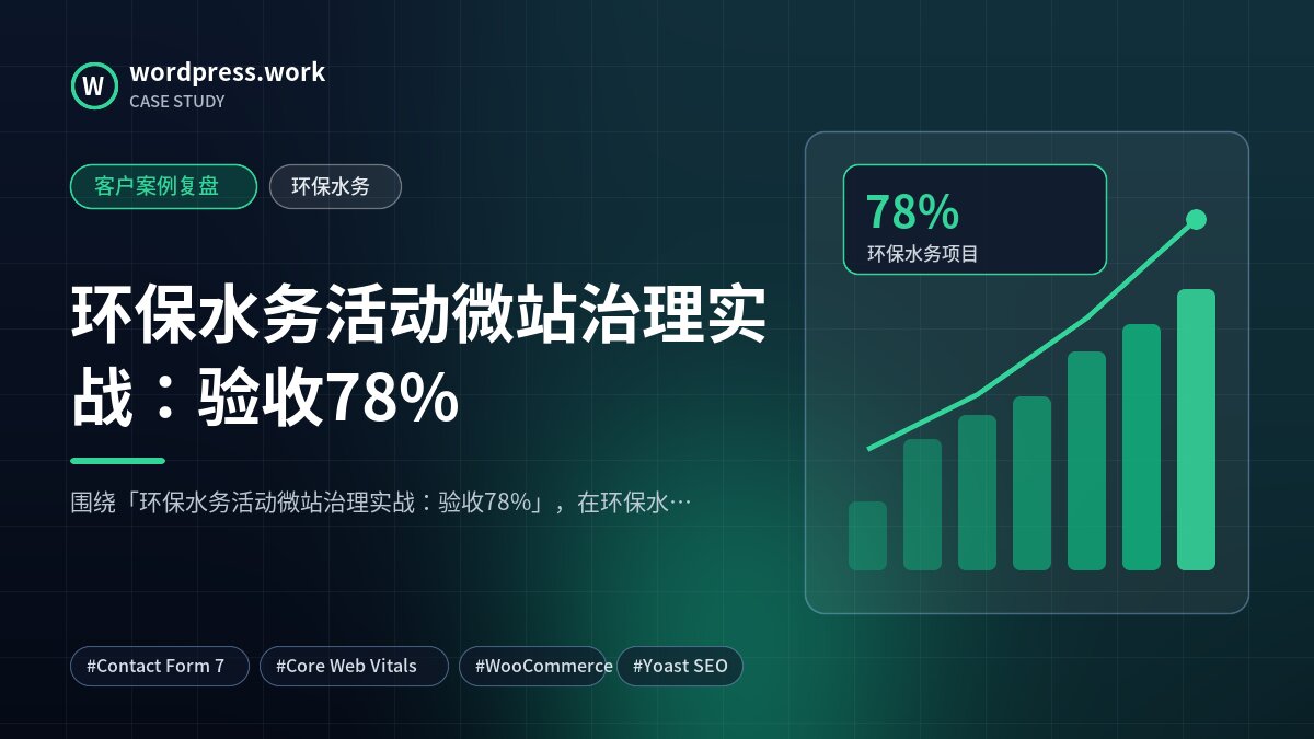 环保水务活动微站治理实战:验收78%|客户案例复盘|环保水务