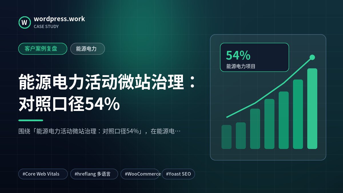 能源电力活动微站治理：对照口径54%｜客户案例复盘｜能源电力