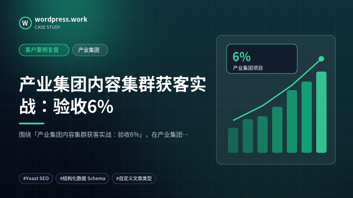 产业集团内容集群获客实战:验收6%|客户案例复盘|产业集团