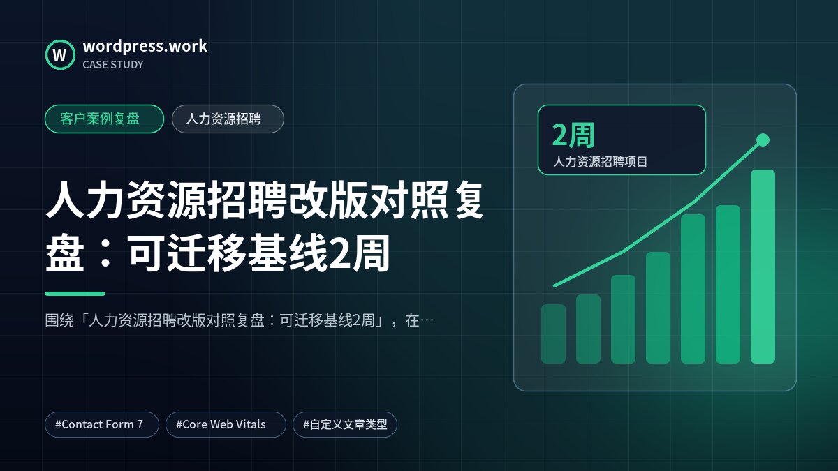 人力资源招聘改版对照复盘：可迁移基线2周｜客户案例复盘｜人力资源招聘