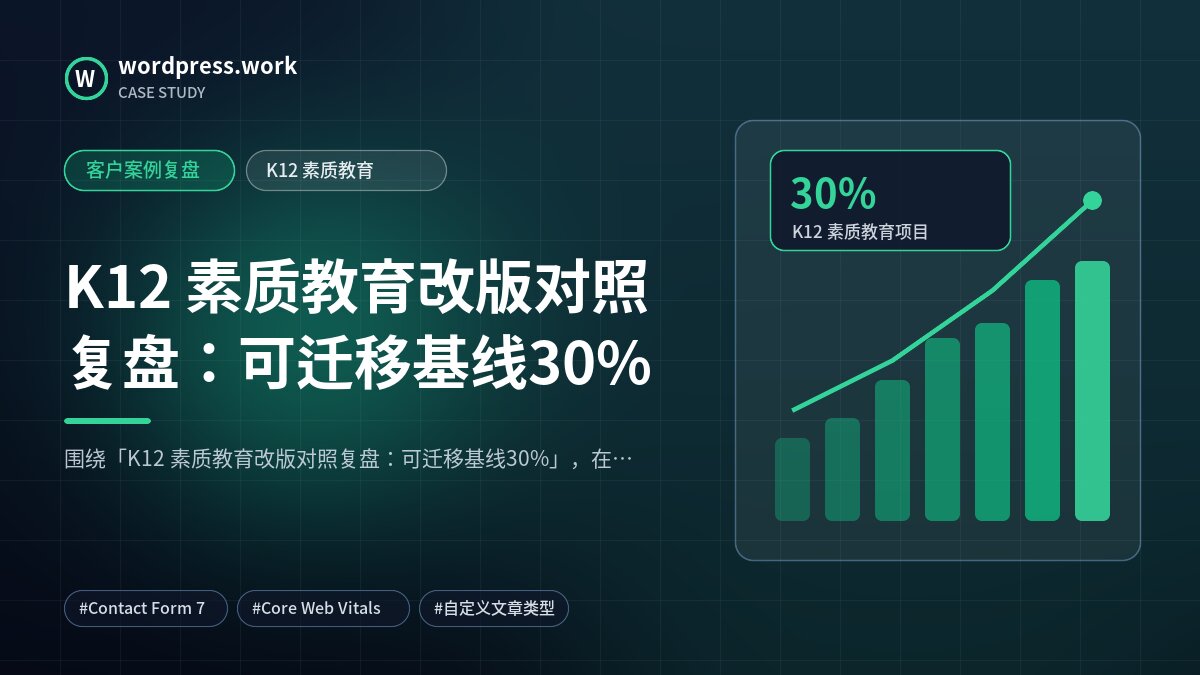 K12 素质教育改版对照复盘:可迁移基线30%|客户案例复盘|K12 素质教育