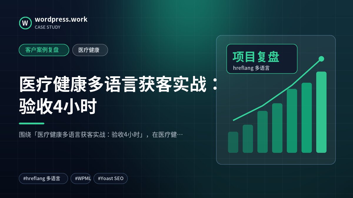医疗健康多语言获客实战：验收4小时｜客户案例复盘｜医疗健康