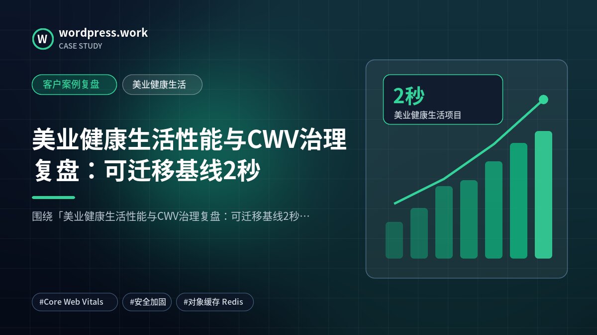 美业健康生活性能与CWV治理复盘：可迁移基线2秒｜客户案例复盘｜美业健康生活