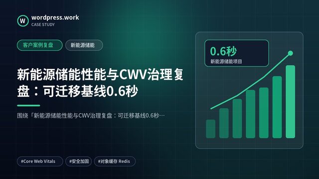 新能源储能性能与CWV治理复盘：可迁移基线0.6秒｜客户案例复盘｜新能源储能