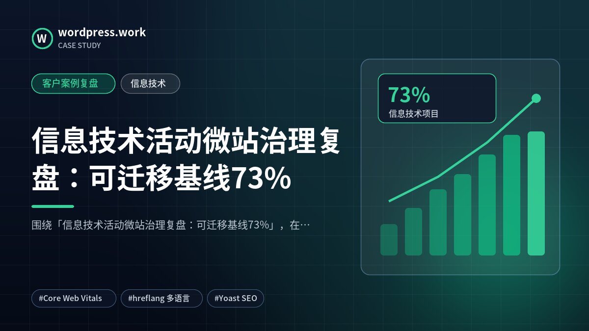 信息技术活动微站治理复盘:可迁移基线73%|客户案例复盘|信息技术