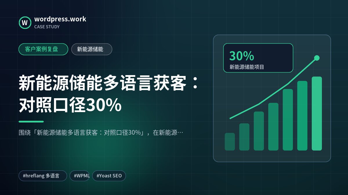 新能源储能多语言获客：对照口径30%｜客户案例复盘｜新能源储能