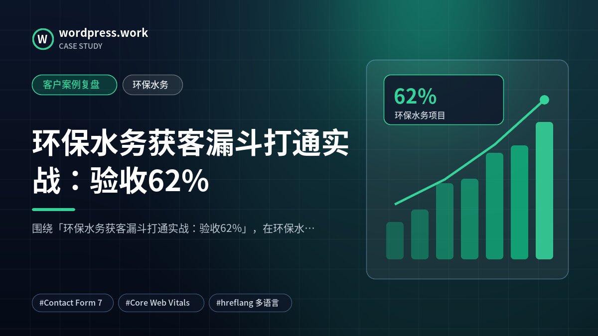 环保水务获客漏斗打通实战:验收62%|客户案例复盘|环保水务