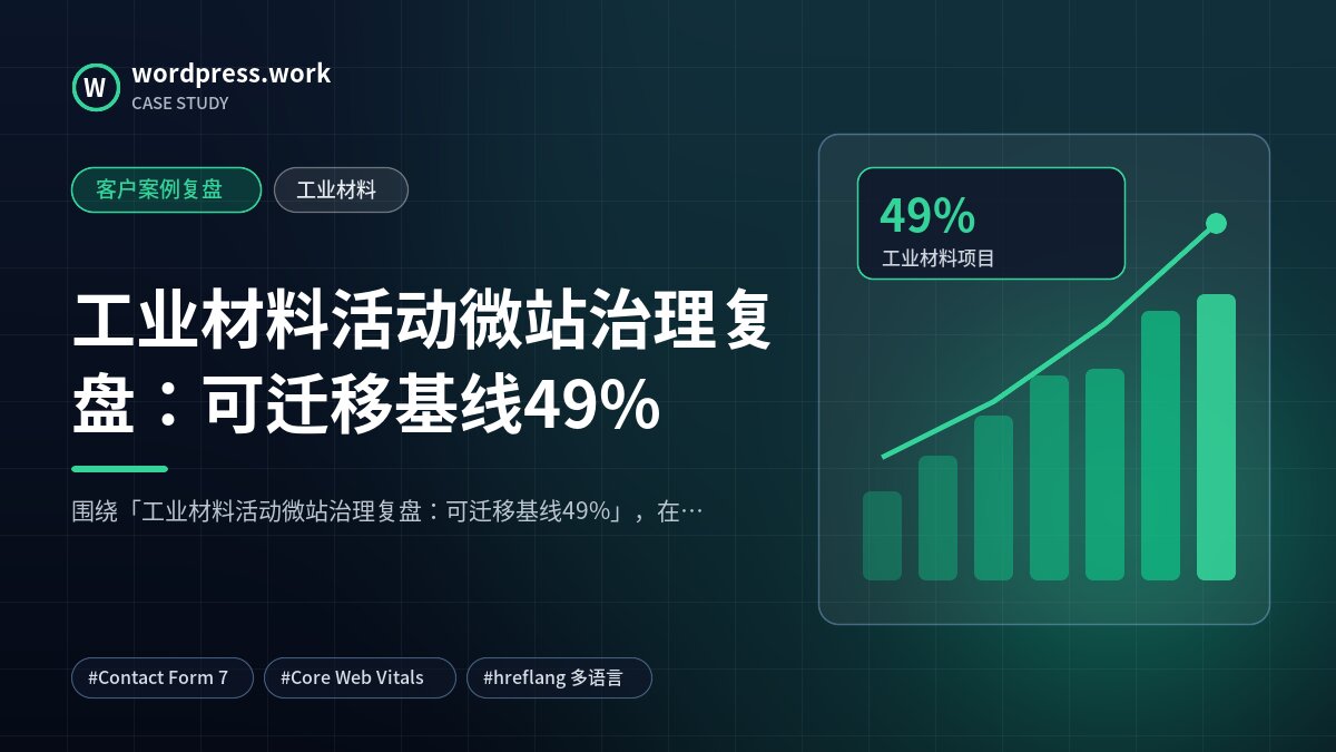 工业材料活动微站治理复盘：可迁移基线49%｜客户案例复盘｜工业材料