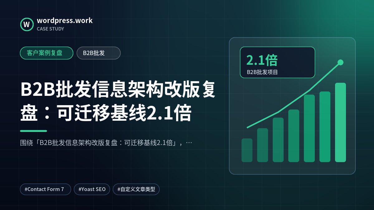 B2B批发信息架构改版复盘：可迁移基线2.1倍｜客户案例复盘｜B2B批发