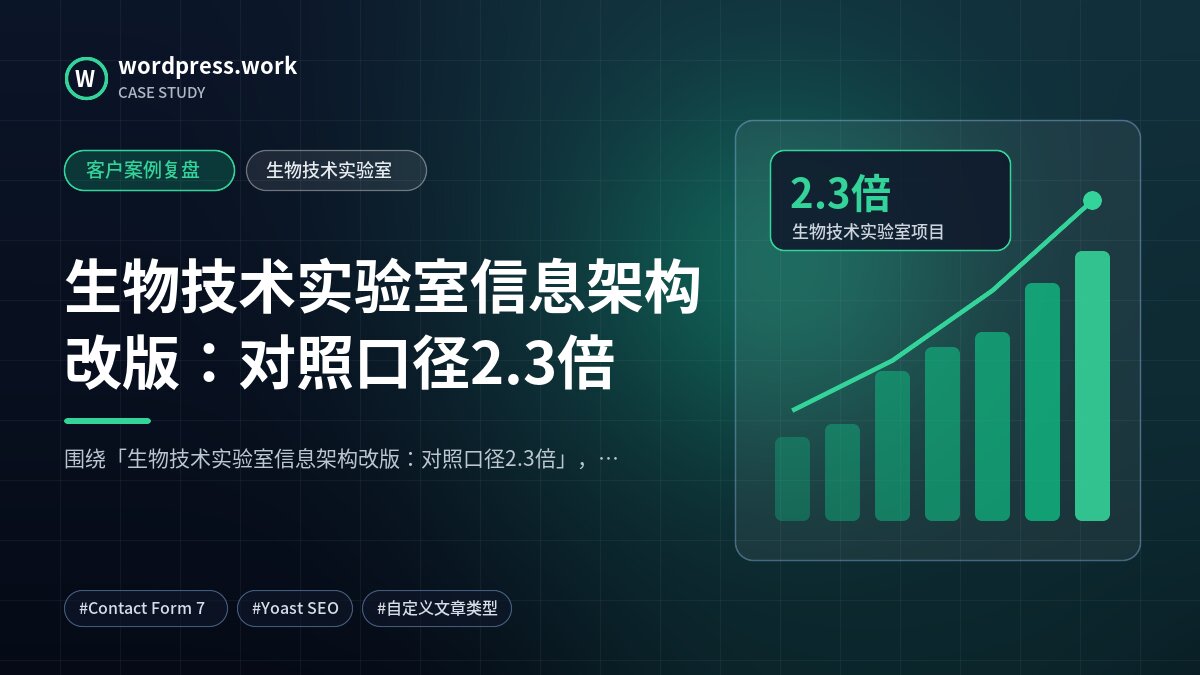 生物技术实验室信息架构改版：对照口径2.3倍｜客户案例复盘｜生物技术实验室
