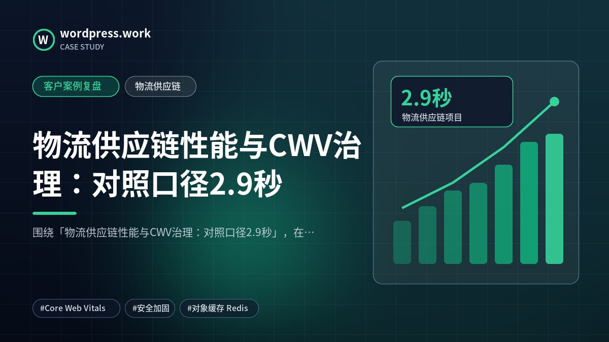 物流供应链性能与CWV治理:对照口径2.9秒|客户案例复盘|物流供应链