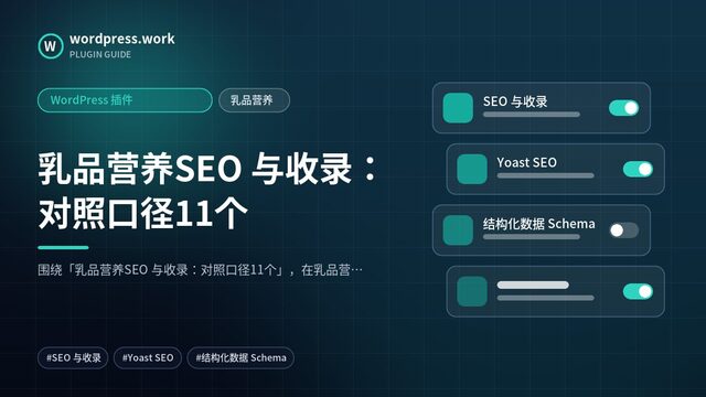 乳品营养SEO 与收录：对照口径11个｜WordPress 插件｜乳品营养