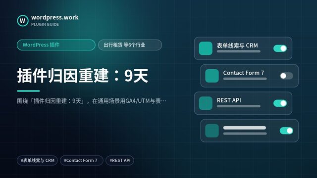 插件归因重建:9天|WordPress 插件|出行租赁 等6个行业