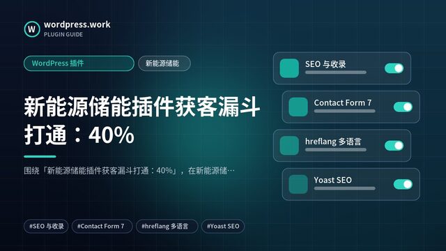 新能源储能插件获客漏斗打通:40%|WordPress 插件|新能源储能