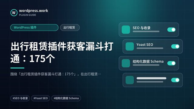 出行租赁插件获客漏斗打通：175个｜WordPress 插件｜出行租赁