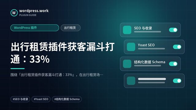 出行租赁插件获客漏斗打通：33%｜WordPress 插件｜出行租赁