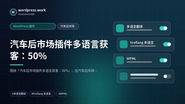 汽车后市场插件多语言获客：50%｜WordPress 插件｜汽车后市场