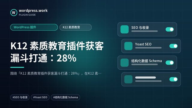 K12 素质教育插件获客漏斗打通:28%|WordPress 插件|K12 素质教育
