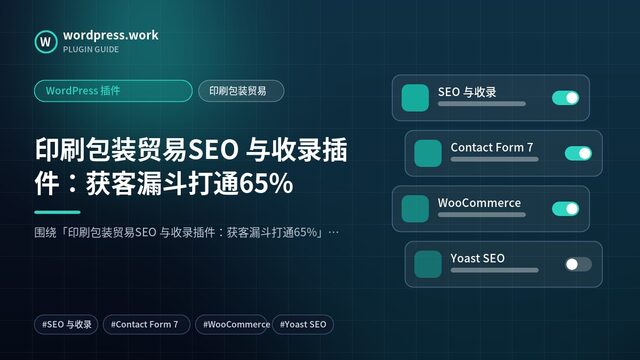 印刷包装贸易SEO 与收录插件:获客漏斗打通65%|WordPress 插件|印刷包装贸易