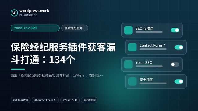 保险经纪服务插件获客漏斗打通:134个|WordPress 插件|保险经纪服务