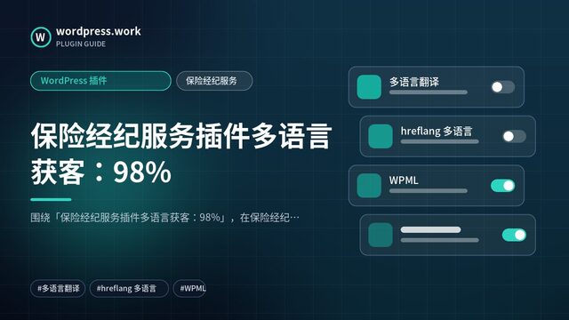 保险经纪服务插件多语言获客:98%|WordPress 插件|保险经纪服务