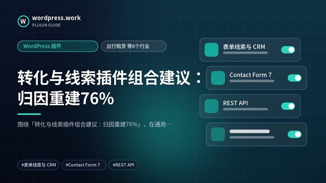 转化与线索插件组合建议:归因重建76%|WordPress 插件|出行租赁 等6个行业