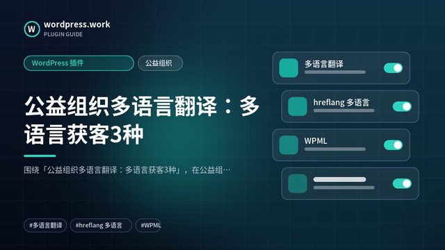 公益组织多语言翻译：多语言获客3种｜WordPress 插件｜公益组织