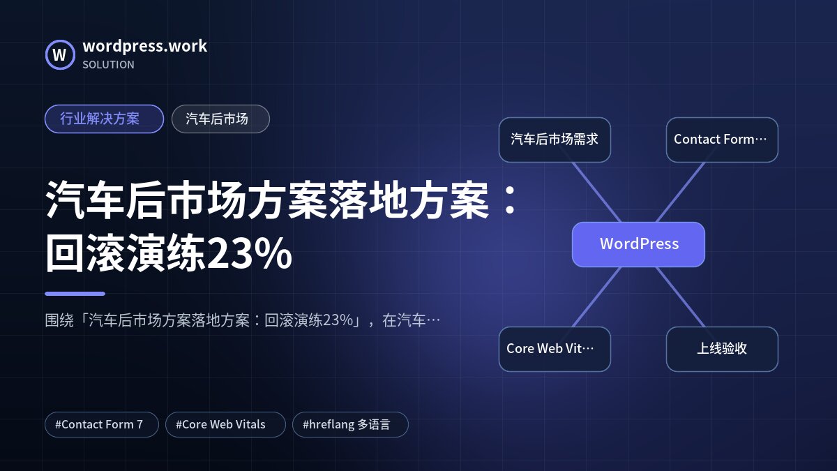 汽车后市场方案落地方案：回滚演练23%｜行业解决方案｜汽车后市场