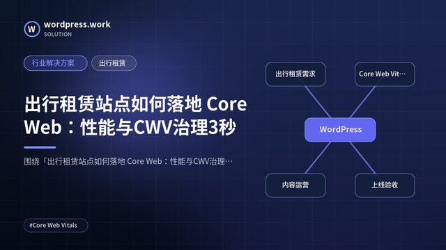 出行租赁站点如何落地 Core Web:性能与CWV治理3秒|行业解决方案|出行租赁