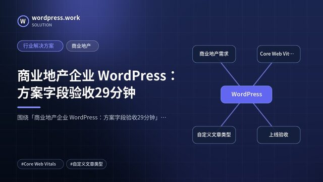 商业地产企业 WordPress:方案字段验收29分钟|行业解决方案|商业地产