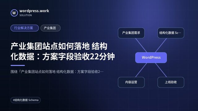 产业集团站点如何落地 结构化数据：方案字段验收22分钟｜行业解决方案｜产业集团