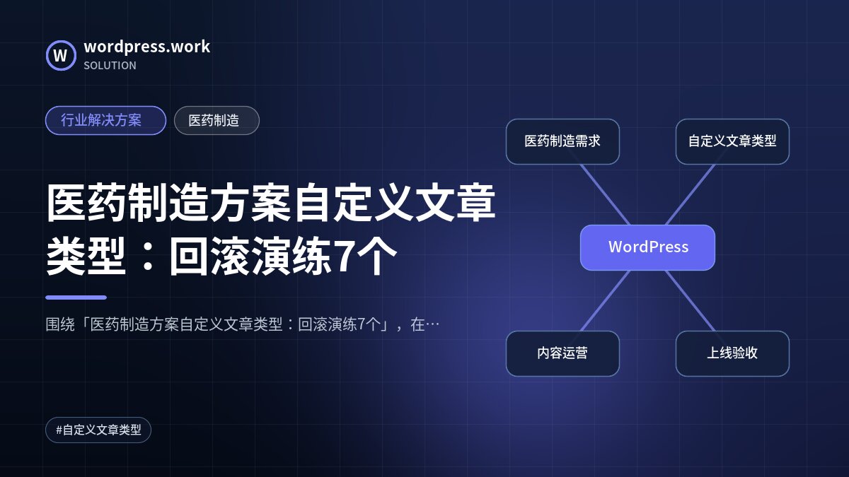 医药制造方案自定义文章类型：回滚演练7个｜行业解决方案｜医药制造