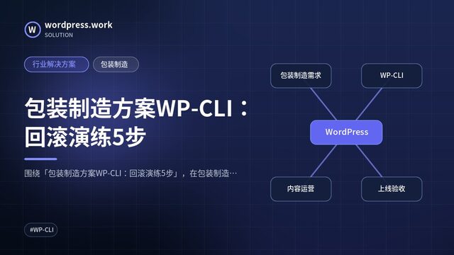 包装制造方案WP-CLI:回滚演练5步|行业解决方案|包装制造