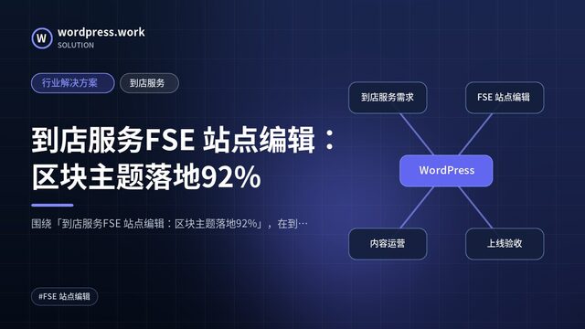 到店服务FSE 站点编辑：区块主题落地92%｜行业解决方案｜到店服务