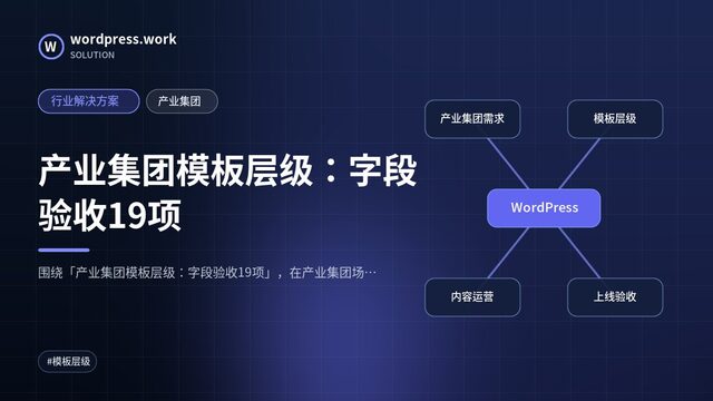 产业集团模板层级:字段验收19项|行业解决方案|产业集团
