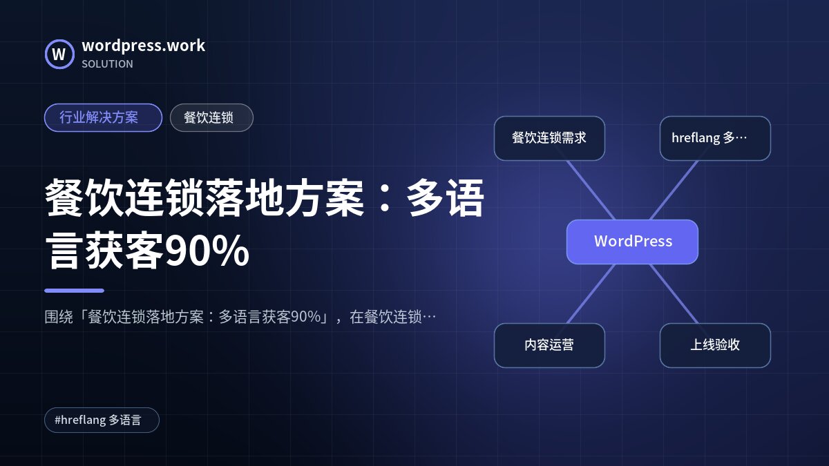 餐饮连锁落地方案：多语言获客90%｜行业解决方案｜餐饮连锁