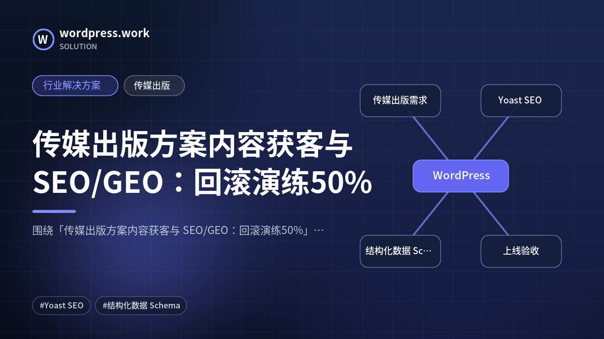 传媒出版方案内容获客与 SEO/GEO:回滚演练50%|行业解决方案|传媒出版