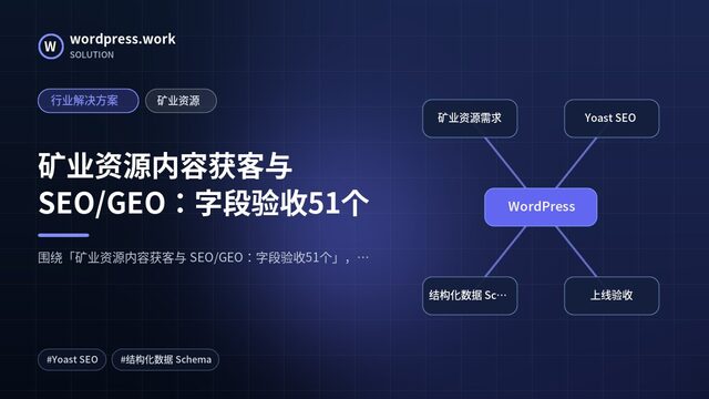 矿业资源内容获客与 SEO/GEO：字段验收51个｜行业解决方案｜矿业资源