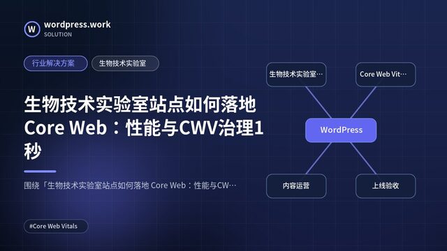 生物技术实验室站点如何落地 Core Web:性能与CWV治理1秒|行业解决方案|生物技术实验室
