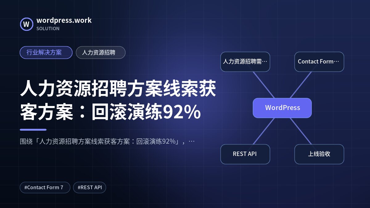 人力资源招聘方案线索获客方案:回滚演练92%|行业解决方案|人力资源招聘