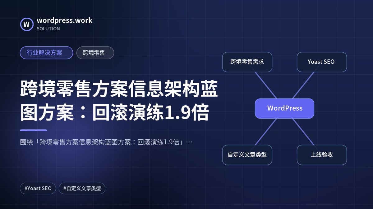 跨境零售方案信息架构蓝图方案:回滚演练1.9倍|行业解决方案|跨境零售