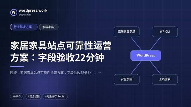 家居家具站点可靠性运营方案：字段验收22分钟｜行业解决方案｜家居家具
