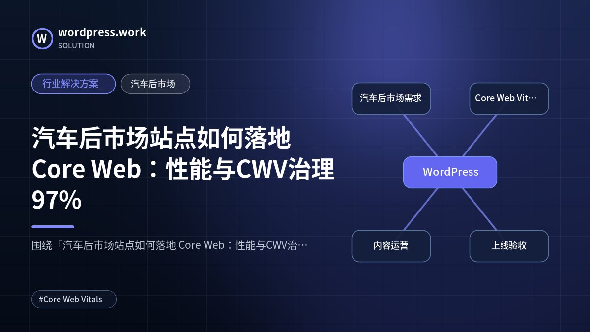 汽车后市场站点如何落地 Core Web:性能与CWV治理97%|行业解决方案|汽车后市场