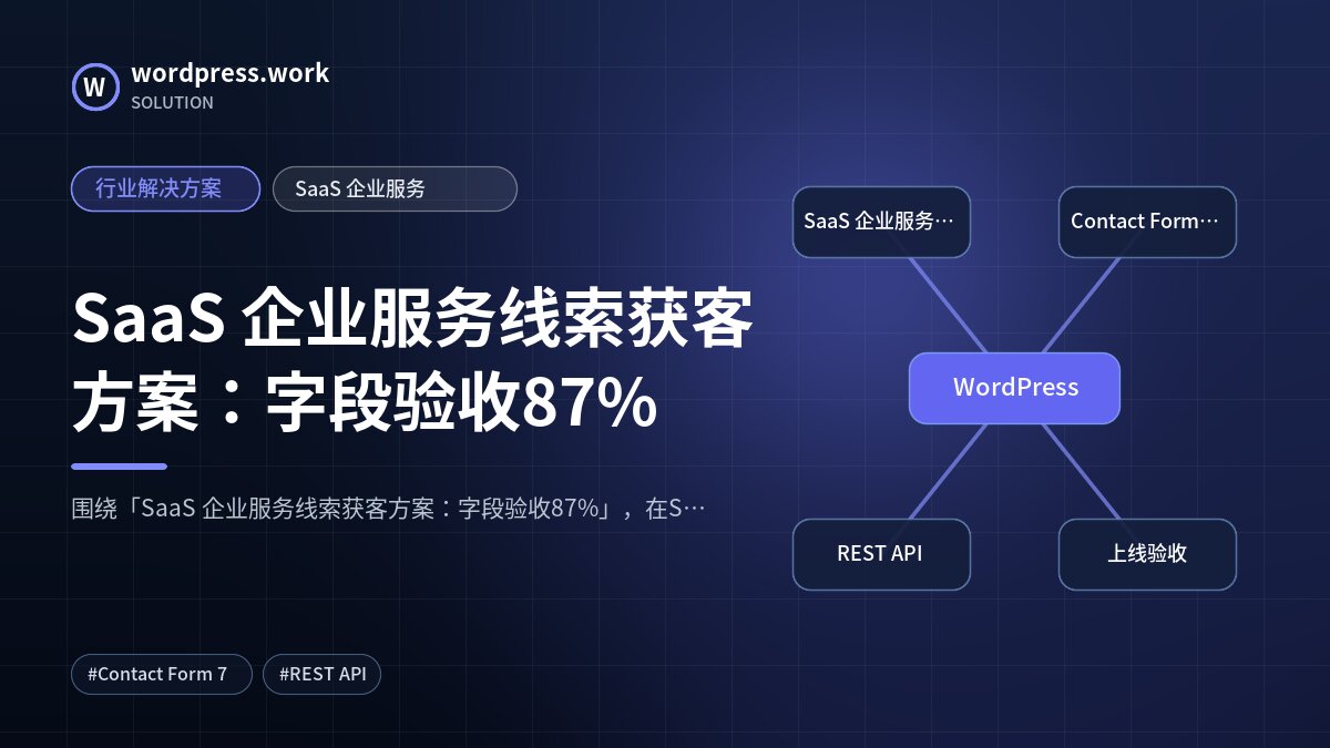 SaaS 企业服务线索获客方案:字段验收87%|行业解决方案|SaaS 企业服务