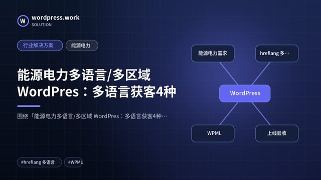 能源电力多语言/多区域 WordPres:多语言获客4种|行业解决方案|能源电力