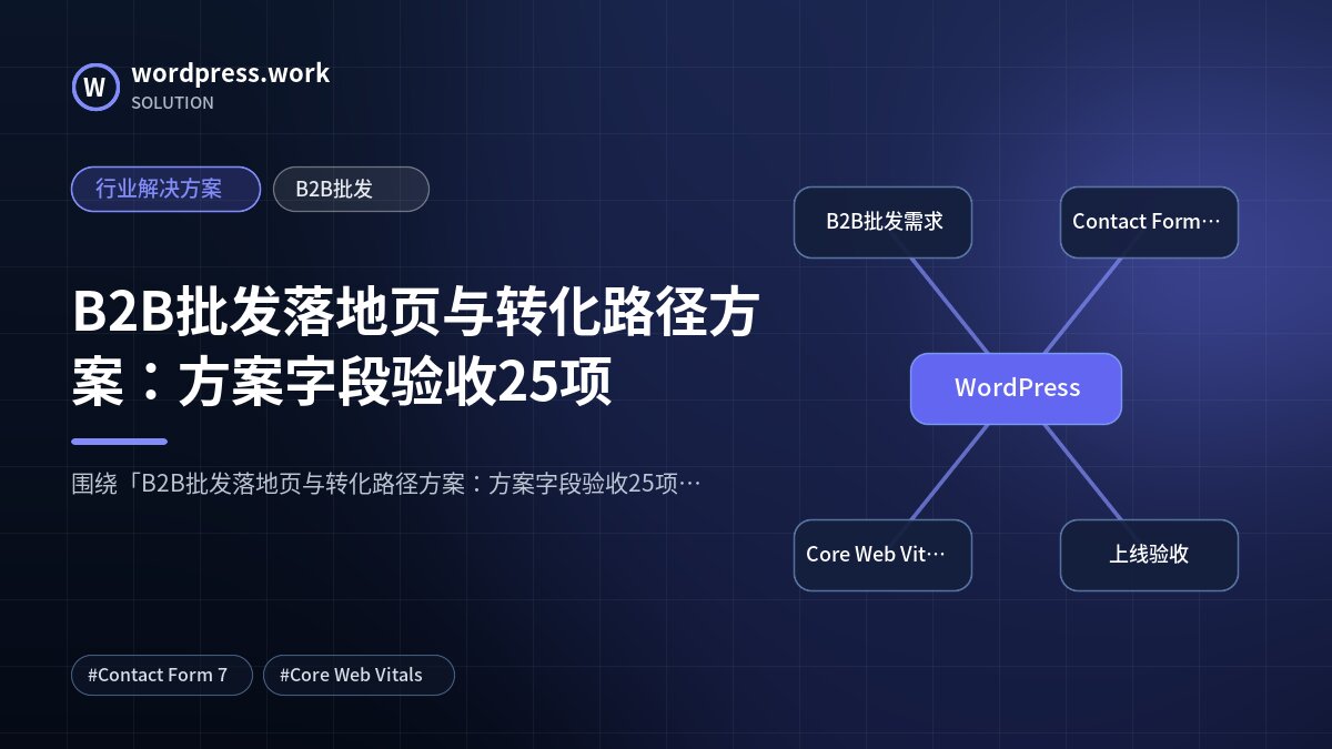 B2B批发落地页与转化路径方案:方案字段验收25项|行业解决方案|B2B批发