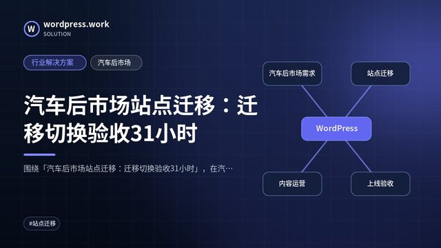汽车后市场站点迁移：迁移切换验收31小时｜行业解决方案｜汽车后市场