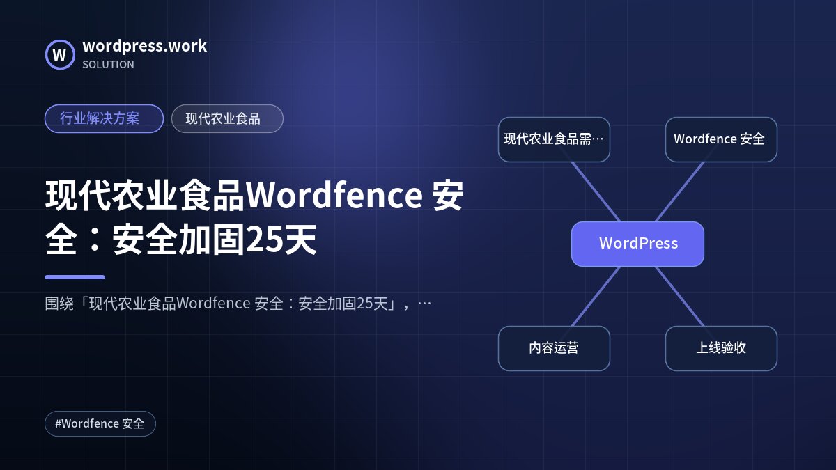 现代农业食品Wordfence 安全：安全加固25天｜行业解决方案｜现代农业食品